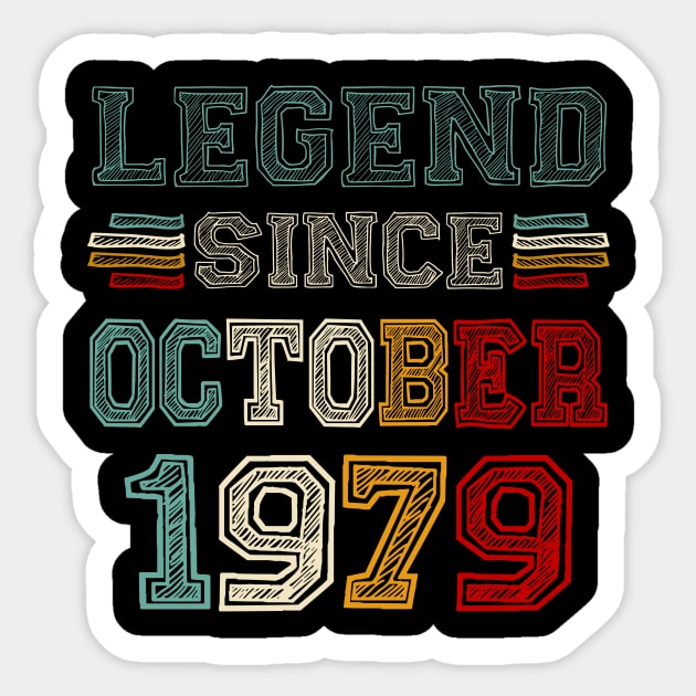 44 Years Old Legend Since October 1979 44th Birthday Sticker by Mhoon 